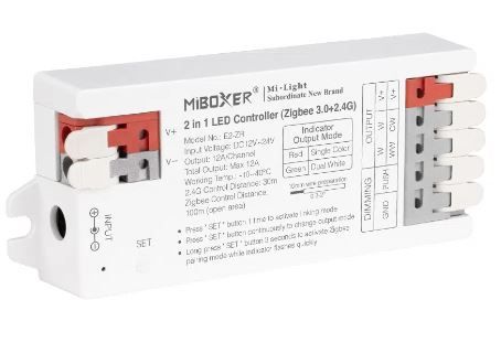Контролер tunable white W+CCT 2 в 1, DC12/24V, 12A, ZigBee + RF 2.4G Mi-light E2-ZR фото