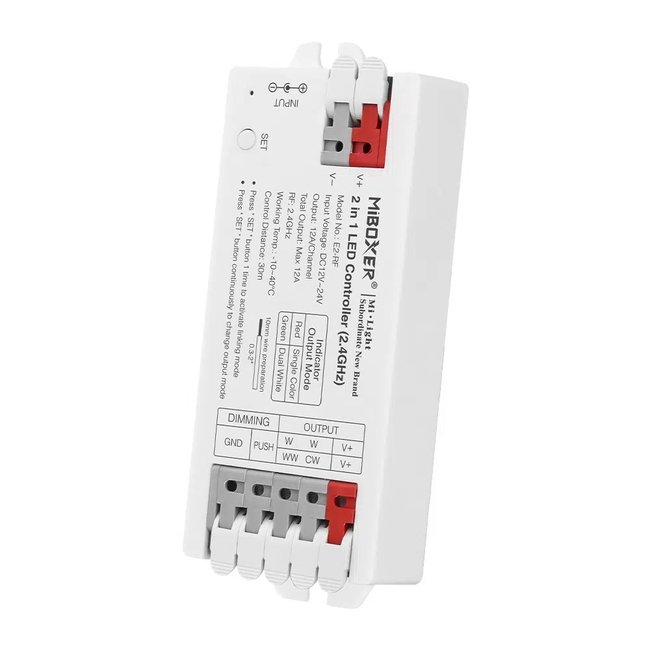 Контролер tunable white W+CCT 2 в 1, DC12/24V, 12A, RF 2.4G Mi-light E2-RF фото