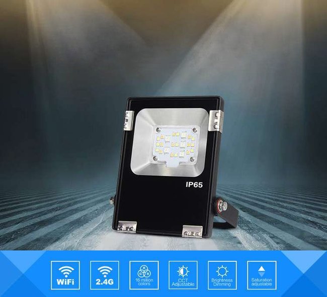 Светодиодный прожектор 10W, RGB+CCT, WI-FI, (AC) GLT05 фото