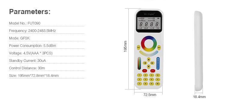 Пульт дистанційного керування MiLight RGBW для LED треклайтів (2,4 ГГц) RL090 фото