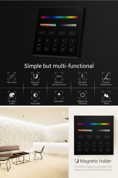 Smart touch панель BL4-B (White/RGB/RGBW/CCT 2,4 GHz) BL4-B фото
