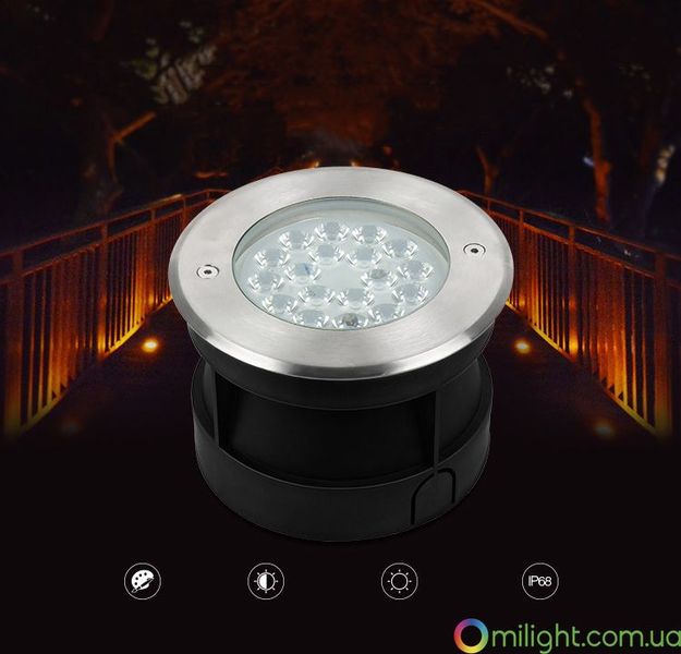 Грунтовый встраиваемый LED светильник 9W RGB+CCT + управление DMX512 RD02 фото