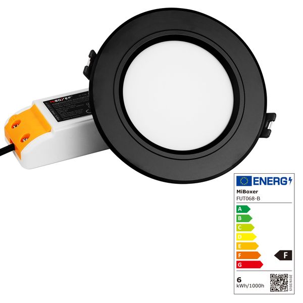 Умный потолочный точечный светильник, черный, 6 Вт, 220 В, RGB+2700-6500К, RF 2,4G IP20 Mi-light DL068-B фото
