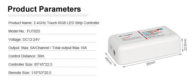 Радио контроллер для RGB ленты, с пультом, сенсорный (2,4 ГГц) RLC025-RGB фото