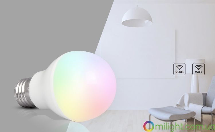 Світлодіодна смарт лампочка MiLight, 6W, RGB+CCT, E27, WIFI LL014 CCT фото