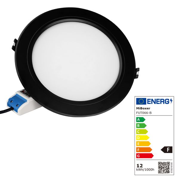 Smart ceiling spotlight, black, 12W, 220V, RGB+2700-6500K, RF 2.4G IP20 Mi-light DL066-B photo