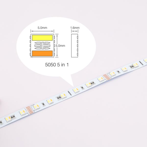 Светодиодная лента MI-LED-LSL5N01N RGB+CCT, SMD5050 5 в 1, 12мм, 60LED/m, 5W/m, 490LM/m, 24V IP20 (5M) MI-LED-LSL5N01N фото