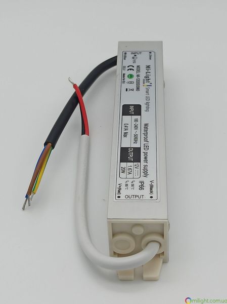 Power supply for led strip, 20 W, 100-240 V, 12 V, IP66 MI-12020D0960 photo