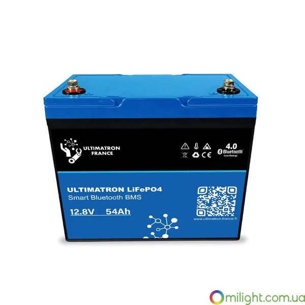 Литиевая батарея Ultimatron 12.8V 54Ah LiFePO4 Smart BMS з Bluetooth UBL-12-54 фото