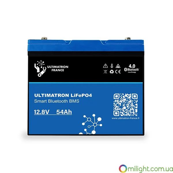 Літієва батарея Ultimatron 12.8V 54Ah LiFePO4 Smart BMS з Bluetooth UBL-12-54 фото