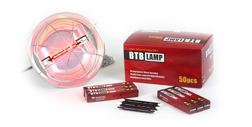 Инфракрасная лампа для обогрева животных, 250W, 118 мм, цоколь R7s-7 (красная) BtB250L фото