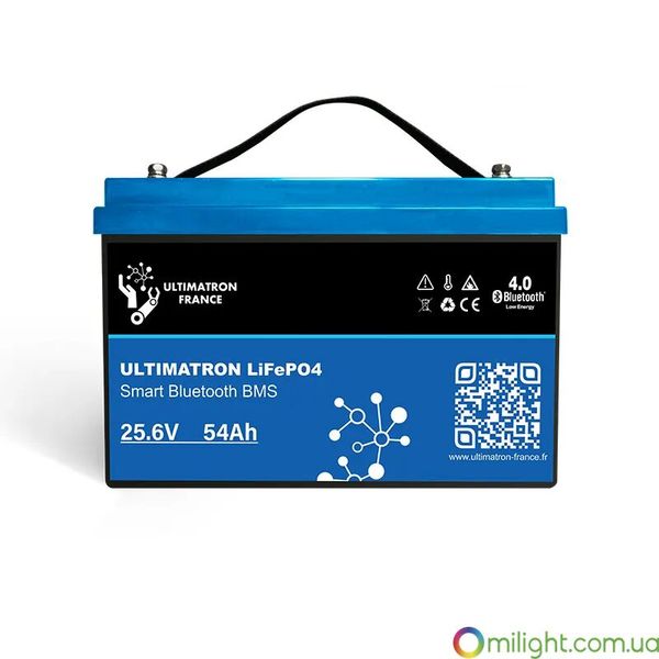 Літієва батарея Ultimatron 25.6V 54Ah LiFePO4 Smart BMS з Bluetooth UBL-24-54 фото