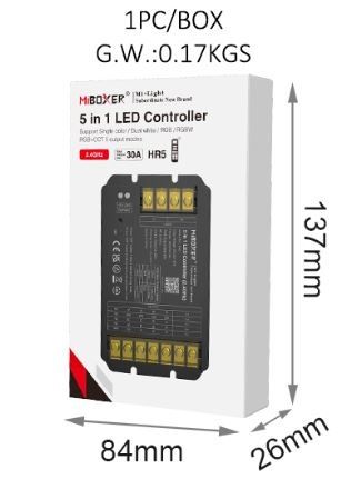 LED контроллер универсальный Dim+RGB+CCT, 30A, 12/24/48В IP20, RF 2,4G Mi-light TK-HR5 фото