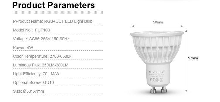 Spotlight LED spotlight RGB + CCT, GU10, 4W LL103-RGB+CCT photo