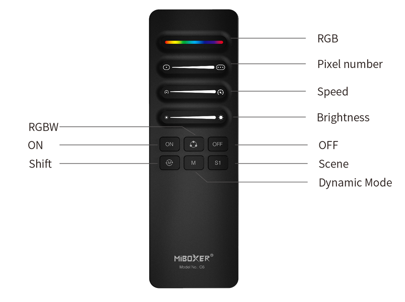 Пульт управления 1 зонный черный SPI White/RGB/RGBW/CCT RF 2.4G Mi Light C6 фото