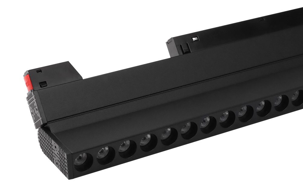 Магнитный трековый светильник grille dot CCT 20 Вт с поворотным механизмом, с подключением 2.4 ГГЦ и поддержкой Zigbee 3.0 на белом фоне
